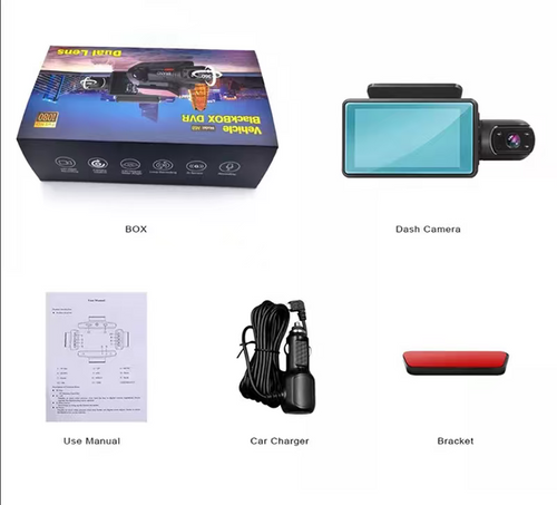 1080P Front and Rear DashCam with App Control for Universal Vehicle