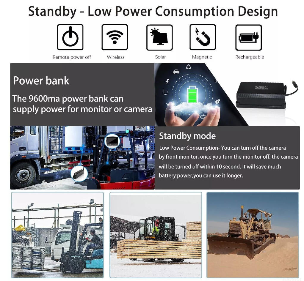 Forklift Wireless Camera System Back Camera Optional with Battery Power Supply