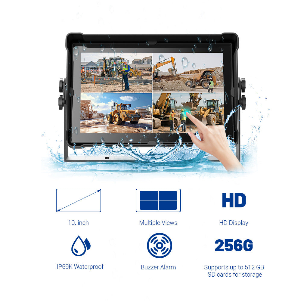 10.1-inch IP68 DVR Monitor with Waterproof Loop Recording, GPS, WiFi, and 4G Functions Support